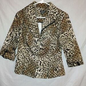 Coldwater Creek Leopard and Geometric Print Blazer